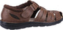 Hush Puppies ALBERT Mens Sandals Tan side view showing leather upper and comfortable design.