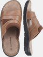 Hush Puppies ARCHER Mens Sandals Tan top view showcasing leather upper and slip-on design.