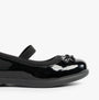 Hush Puppies BETTY PATENT JNR Girls Shoes Black side view showing patent leather upper and round toe design.