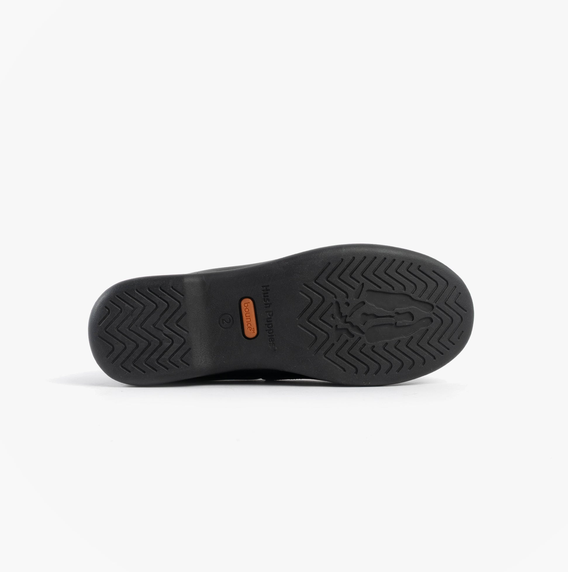 Hush Puppies BETTY JNR Girls Shoes Black bottom view showing TPR sole with textured grip.
