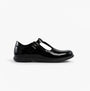 Hush Puppies BRITNEY PATENT Girls Shoes Black side view showing patent leather upper and buckle fastening.