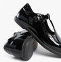 Hush Puppies BRITNEY PATENT Girls Shoes Black side view showing patent leather and buckle closure.