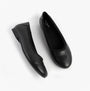 Hush Puppies EMMA Girls Leather School Shoes Black side view showing sleek design and round toe.