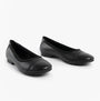 Hush Puppies EMMA Girls Leather School Shoes Black, side view of black leather slip-on shoes for school, lightweight and breathable.