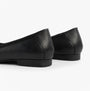 Hush Puppies EMMA Girls Leather School Shoes Black back view showcasing soft leather material and flat heel design.