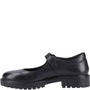 Hush Puppies AURORA Girls Leather School Shoes Black side view showcasing the elegant design and buckle closure.