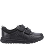 Hush Puppies SPENCER Boys Shoes Black side view showing leather upper and double touch fasten straps.