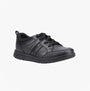 Hush Puppies STEVEN SENIOR Boys Shoes Black side view featuring lace-up closure and rubber sole
