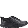 Hush Puppies STEVEN SENIOR Boys Shoes Black side view showcasing leather upper and lace-up closure.