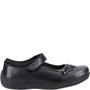 Hush Puppies CHRISTINA JUNIOR Girls Shoes Black side view showcasing leather upper and touch fasten closure.