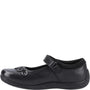 Hush Puppies CHRISTINA JUNIOR Girls Shoes Black side view showcasing leather upper and touch fasten strap.