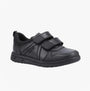 Hush Puppies SPENCER Boys Shoes Black side view showing touch fastening, low top design and rubber sole.