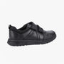 Hush Puppies SPENCER Boys Shoes Black side view showcasing leather upper and touch fasten closure.