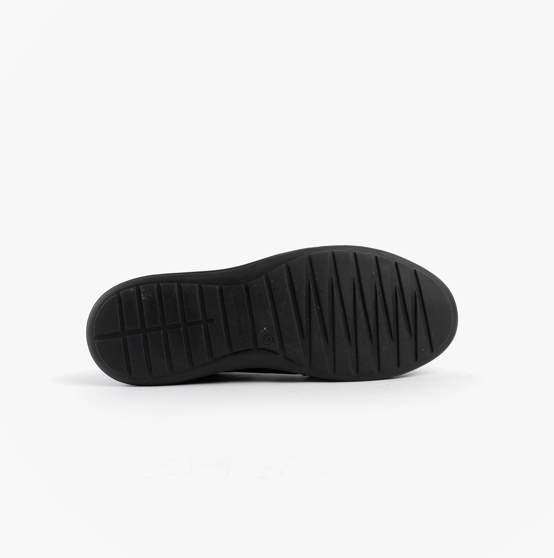 Hush Puppies SHANE SENIOR Boys Shoes Black bottom view showing rubber sole design and grip.