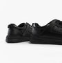 Hush Puppies SHANE SENIOR Boys Shoes Black rear side view showcasing black leather upper and lace-up design.