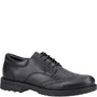 Hush Puppies BRIAN SENIOR Boys Shoes Black side view showcasing leather upper and lace-up closure.