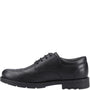 Hush Puppies BRIAN SENIOR Boys Shoes Black side view with lace-up closure, round toe, and leather upper.