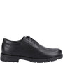 Hush Puppies BRIAN SENIOR Boys Shoes Black side view showing leather upper and lace-up design.