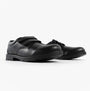 Hush Puppies BARRY Boys School Shoes Black, side view showing touch fasten straps and round toe design.