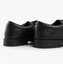 Hush Puppies BARRY Boys School Shoes Black rear view showcasing leather upper and rubber sole.