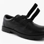 Hush Puppies BARRY Boys School Shoes Black side view with touch fasten closure and round toe design.