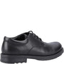 Hush Puppies BRUNO Boys Leather School Shoes Black side view showing the sleek leather design and lace-up closure.