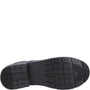Hush Puppies BRUNO Boys Leather School Shoes Black sole view, featuring a durable rubber sole with textured pattern.
