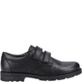 Hush Puppies BARRY Boys School Shoes Black side view showing leather upper and touch fasten closure.