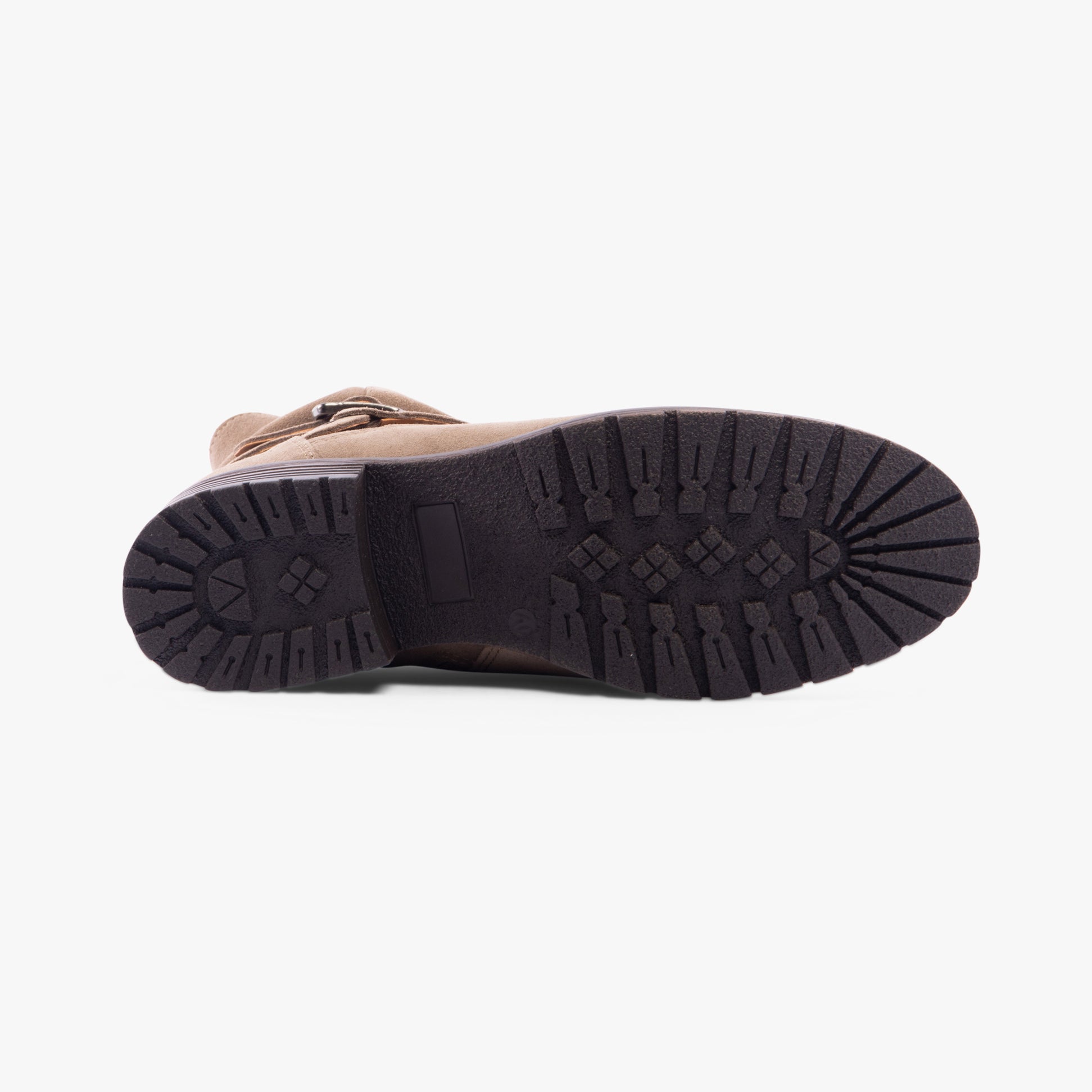 Hush Puppies PIPER Womens Boots Taupe bottom view with detailed rubber sole and traction pattern.