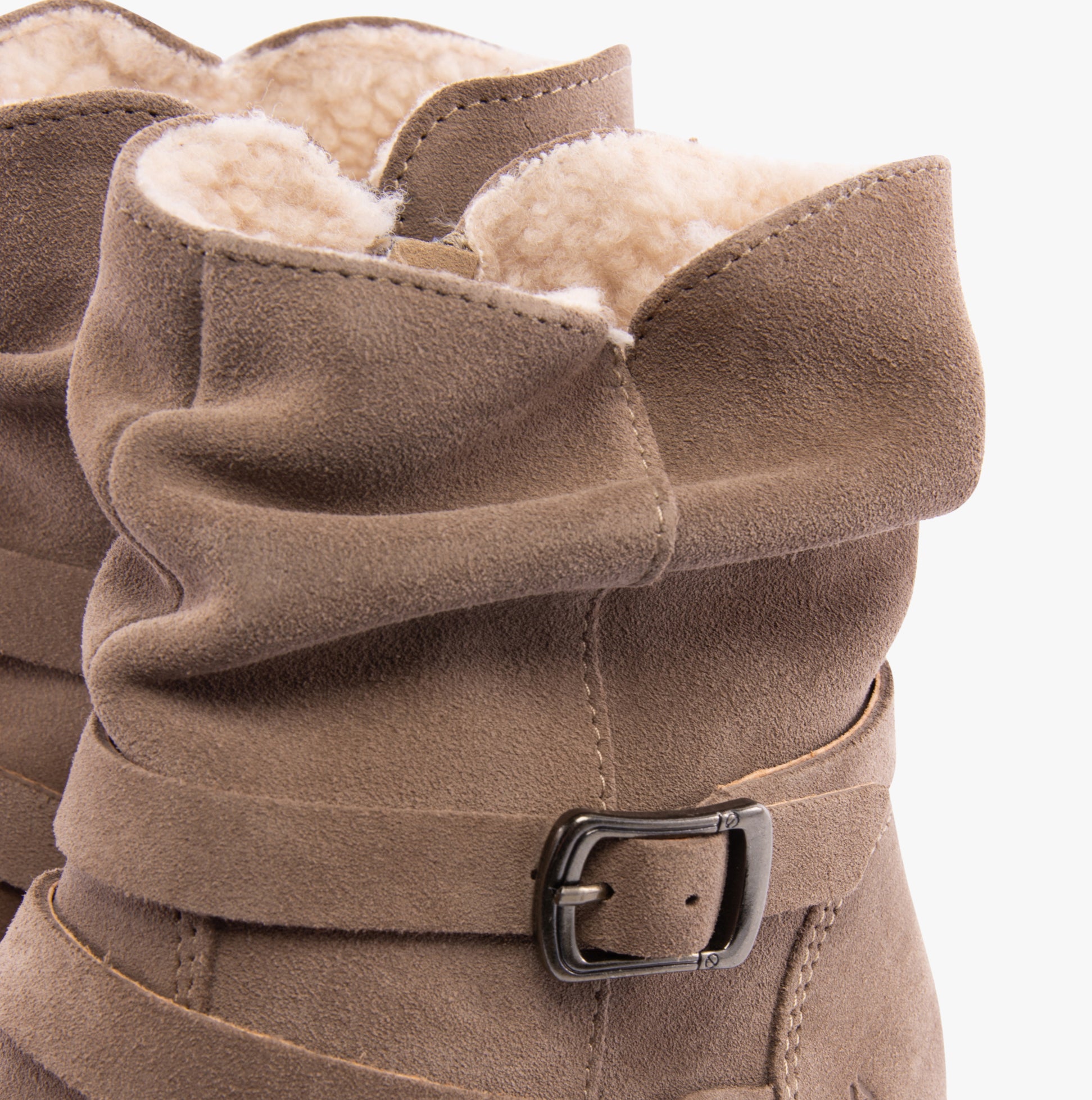 Hush Puppies PIPER Womens Boots Taupe detail view showing soft lining and buckle accent.