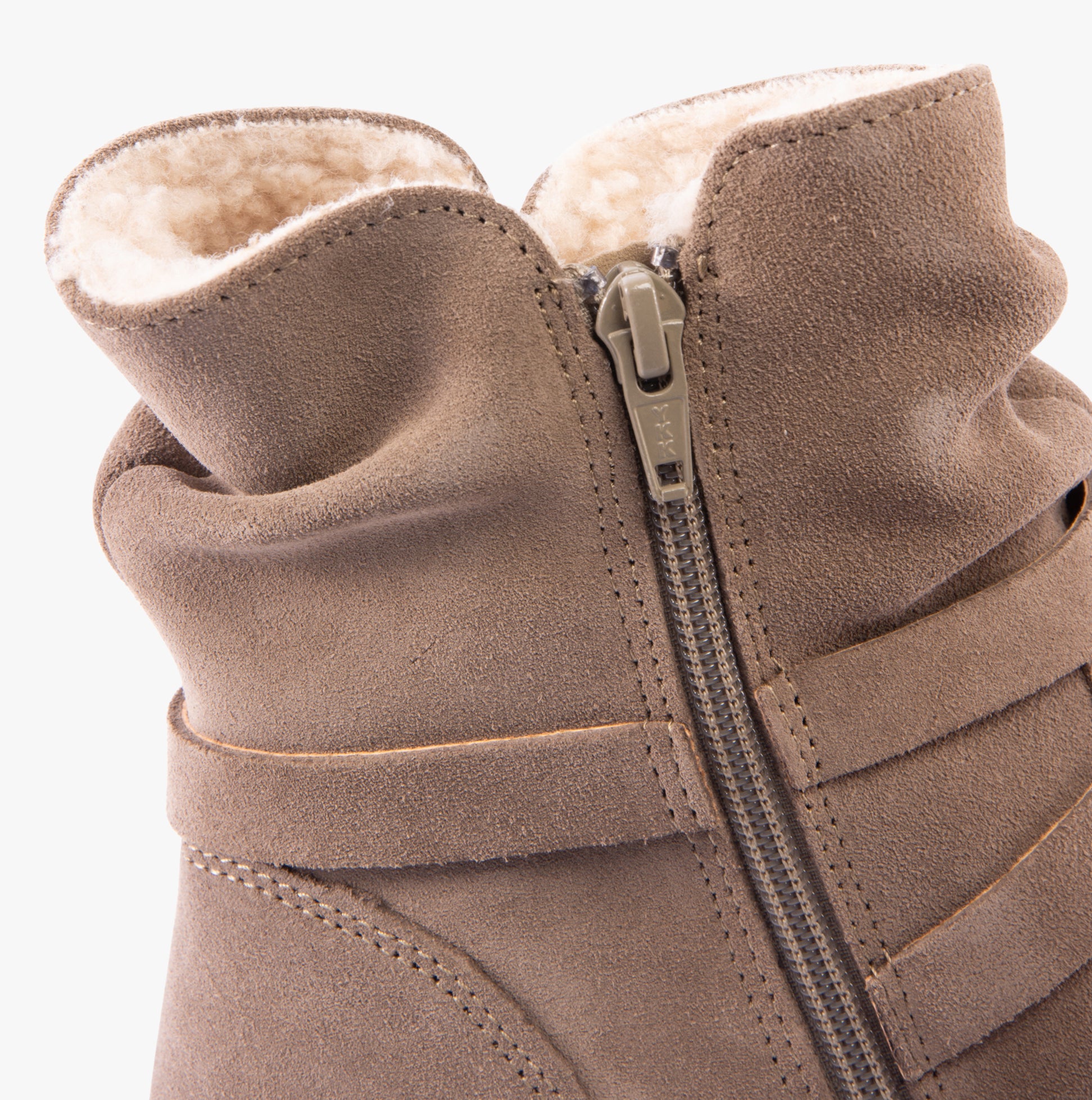 Hush Puppies PIPER Womens Boots Taupe detail view of zip closure and warm lining
