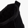Hush Puppies ASHANTI Womens Slippers Black detail view showing soft faux fur lining and suede upper.