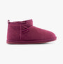 Hush Puppies ASHANTI Womens Slippers Pink side view showing suede upper and faux fur lining for comfort.