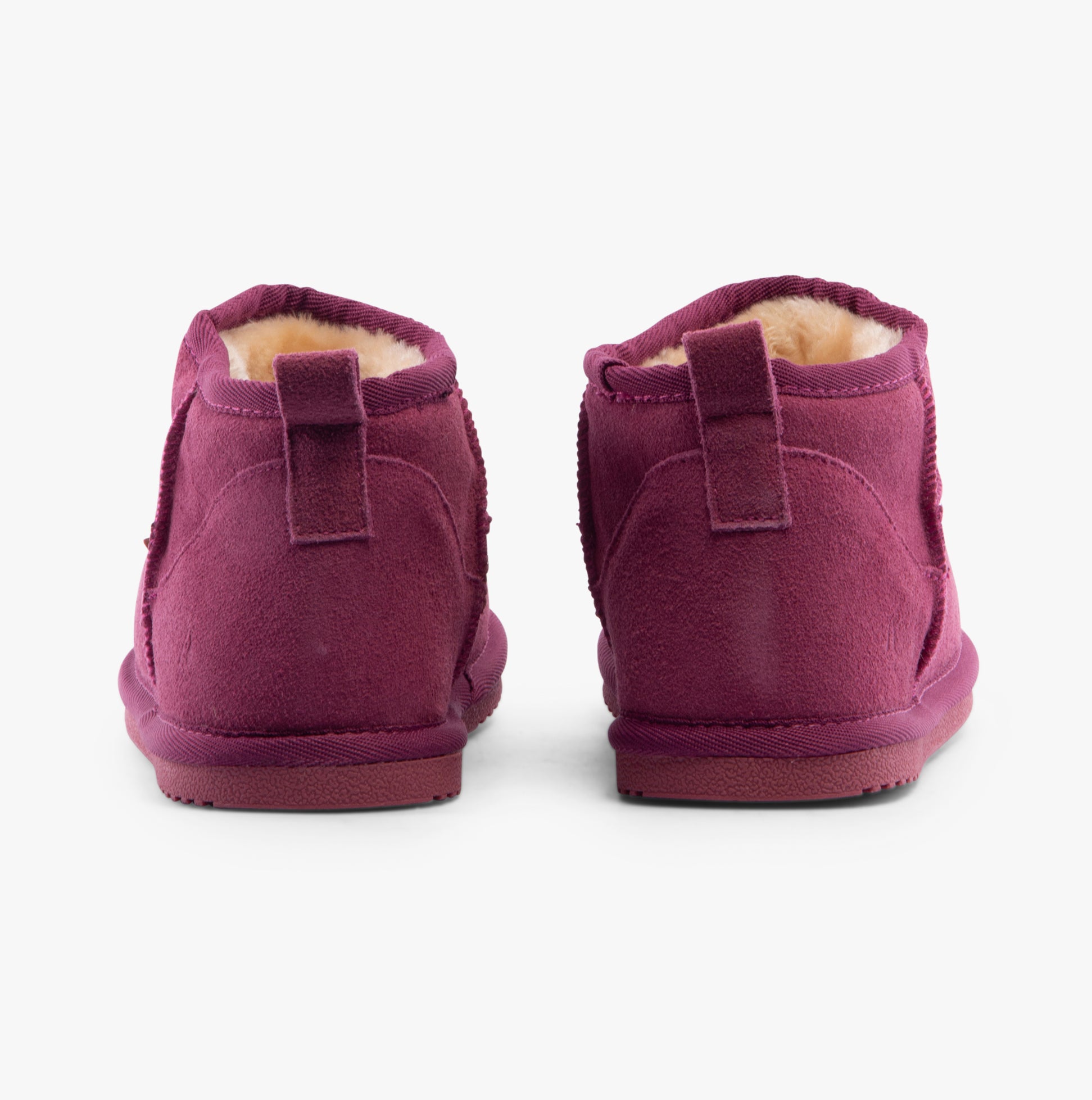 Hush Puppies ASHANTI Womens Slippers Pink back view showing suede upper and faux fur lining detail.