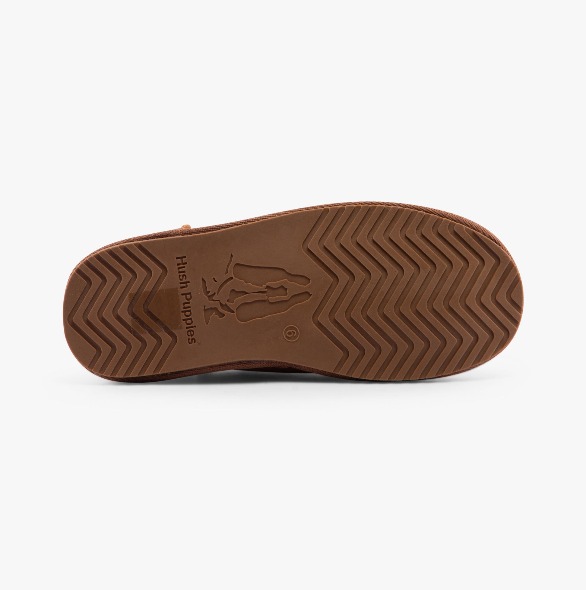 Hush Puppies ASHANTI Womens Slippers Tan bottom view showcasing TPR sole with gripped pattern.