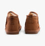 Hush Puppies ASHANTI Womens Slippers Tan back view showing suede upper and faux fur lining.