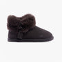 Hush Puppies AYANA Womens Slippers Grey side view showing suede upper and faux fur lining.