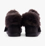 Hush Puppies AYANA Womens Slippers Grey rear view showcasing faux fur lining and suede upper.