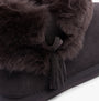 Hush Puppies AYANA Womens Slippers Grey detail view showing faux fur lining and suede upper.