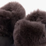 Hush Puppies AYANA Womens Slippers Grey close-up detail view of faux fur lining.