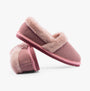 Hush Puppies ARIEL Womens Slippers Blush side view showcasing suede upper and faux fur lining.