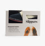 Hush Puppies ARIEL Womens Slippers Navy packaging view showing suede upper, memory foam insole, and faux fur lining.