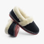 Hush Puppies ARIEL Womens Slippers Navy side view with faux fur lining and TPR sole showcasing comfort features.