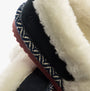 Hush Puppies ARIEL Womens Slippers Navy detail view showcasing suede upper and faux fur lining.