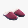 Hush Puppies AMARA Womens Slippers Pink side view showcasing suede upper and faux fur lining.
