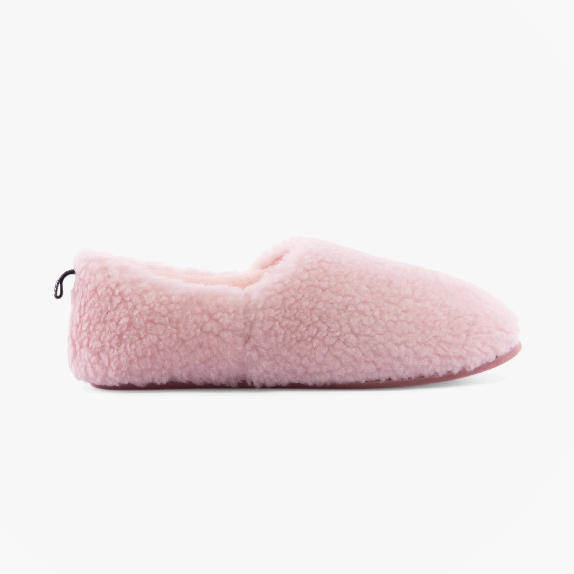 Hush Puppies EMILY Womens Slippers Blush side view showcasing soft faux fur upper and slip-on design.