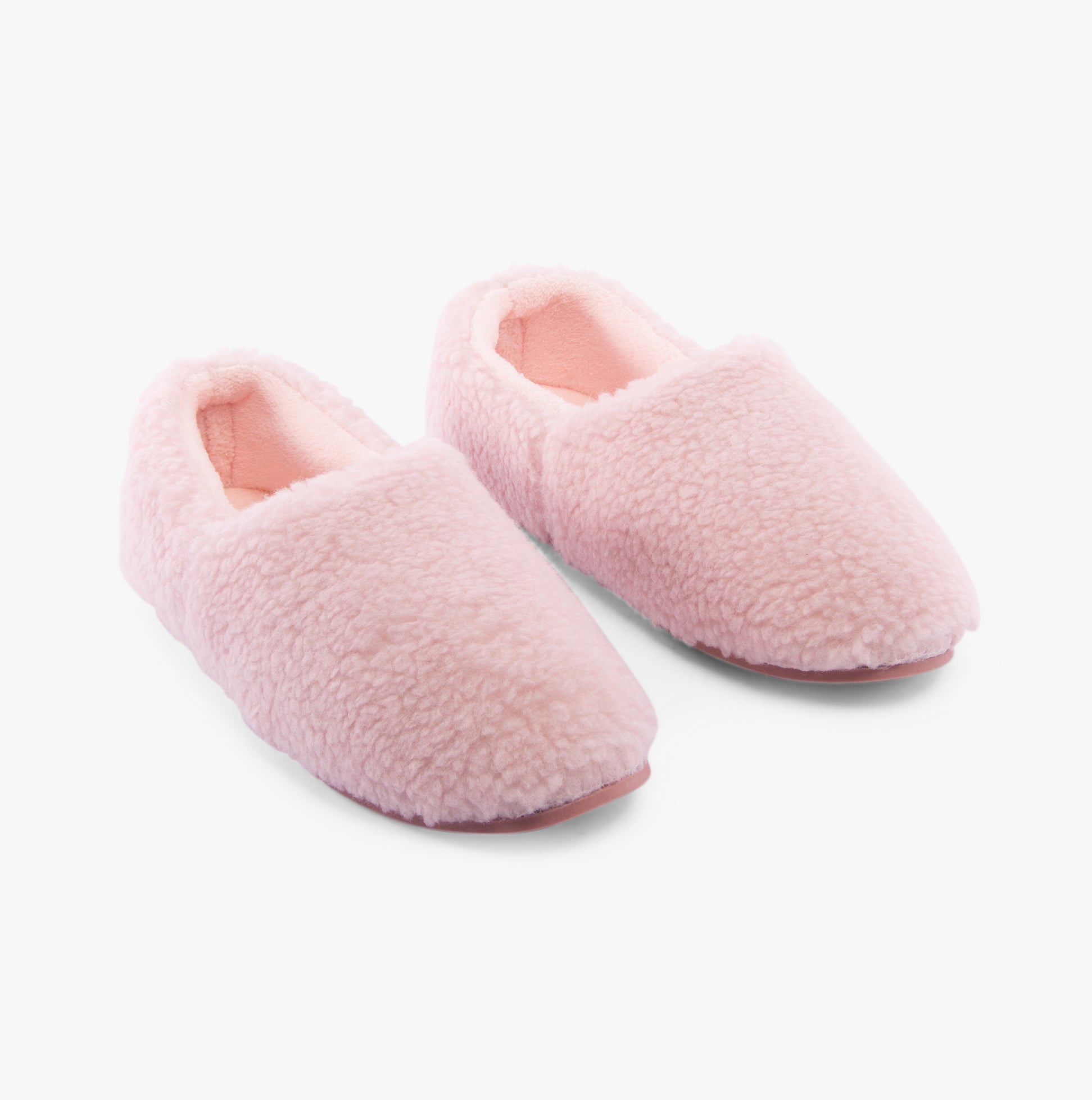 Hush Puppies EMILY Womens Slippers Blush front view showing soft faux fur and fleece lining for comfort.