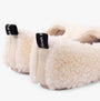 Hush Puppies EMILY Womens Slippers Cream back view showing faux fur upper and slip-on design.