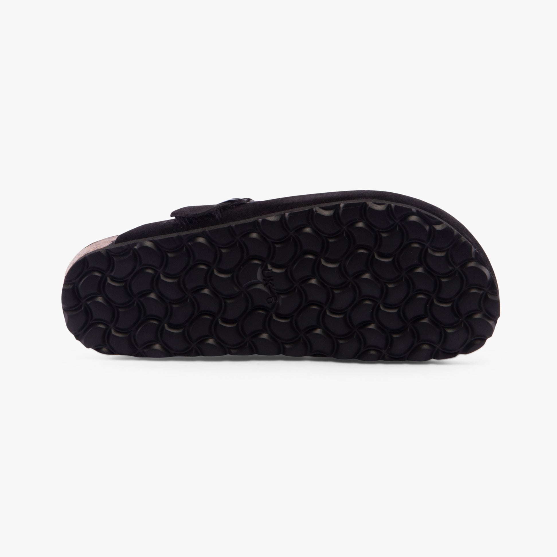 Hush Puppies JADE Womens Slippers Black bottom view showcasing the textured EVA sole.