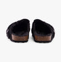 Hush Puppies JADE Womens Slippers Black back view showing the cozy interior and flat sole design.